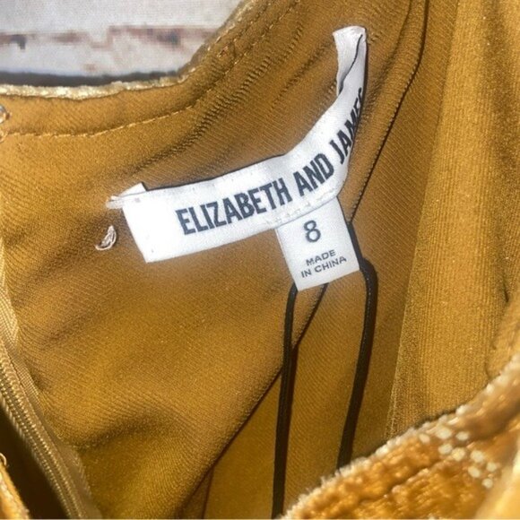 ELIZABETH & JAMES Valerie Floral Velour Maxi Dress in Brass Glitter Size 8 NWT - Picture 7 of 8